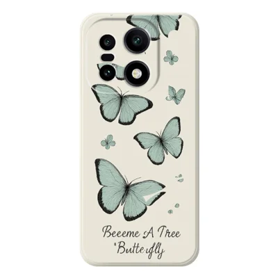 Voor OnePlus 15 5G-hoesje Groen vlindermotief Rechthoekig TPU-telefoonachterkant - Beige