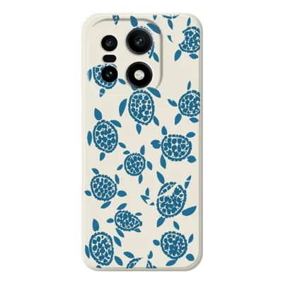 For OnePlus 15 5G-hoesje met blauw schildpaddenpatroon Rechte rand TPU-telefoonhoesje - Beige