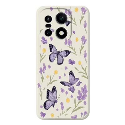 For OnePlus 15 5G-hoes met paarse vlindermotief Rechthoekig TPU-telefoonhoesje - Beige