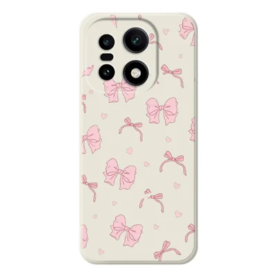 Voor OnePlus 15 5G-hoesje Roze strik Liefdespatroon Rechthoekig TPU telefoonachterkant - Beige