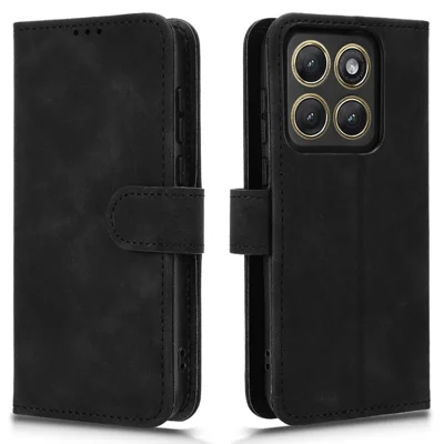Für Motorola Edge (2026) Ledertasche Hautgefühl Anti-Drop Wallet Ständer Flip-Handyhülle - Schwarz