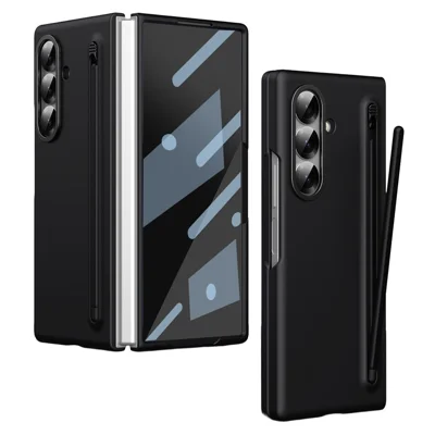 For Samsung Galaxy Z Fold8 Ultra Case Hard PC Protective Phone Cover with Tempered Glass Film and Stylus - Black