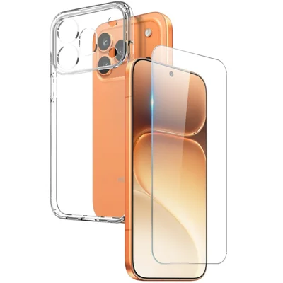 NORTHJO Hoesje voor Honor 600 Pro 5G Zachte TPU Duidelijke Telefoonhoes met Gehard Glas Screenprotector (Vingerafdrukontgrendeling) - Transparant