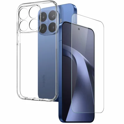NORTHJO para Xiaomi 17T Pro Funda Suave TPU Transparente con Protector de Pantalla de Cristal Templado - Transparente