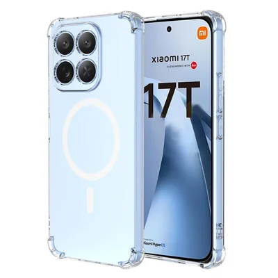 For Xiaomi 17T Magnetic Case Shockproof Four Corners PC + TPU Phone Cover - Transparent