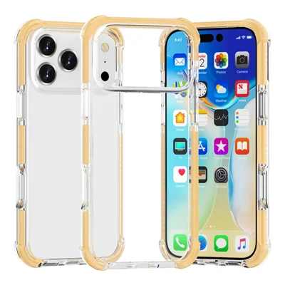 For iPhone 18 Pro Max Case Fire Hjørner Mod Fald Klart TPU + TPE + PC Telefonbeskytning - Transparent Gul