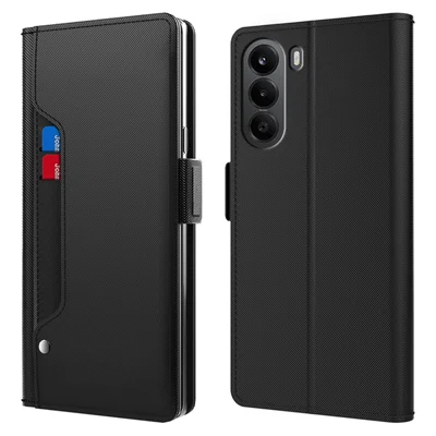 For OnePlus Nord CE6 Lite 5G Case PU+TPU Magnetic Flip Phone Cover with Stand - Black