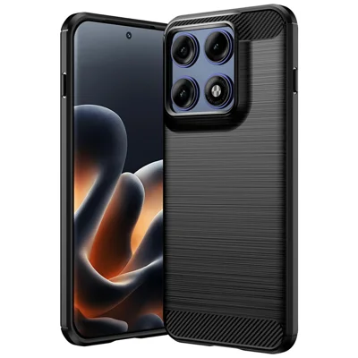 Obudowa TPU na Motorola Edge 70 Pro 5G, ochronna pokrywa na telefon, faktura węglowa, powłoka matowa - Czarny