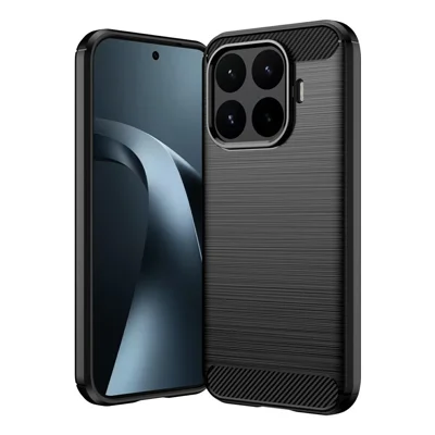 For Xiaomi 17T TPU Case Protective Phone Cover Carbon Fiber Texture Brushed - Black
