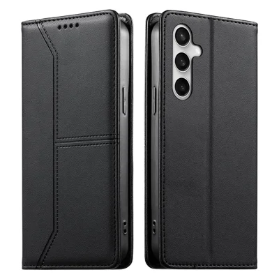 Für Samsung Galaxy S26 FE Brieftaschen-Standplatz-Case Line Splicing TPU PU Leder Handyhülle - Schwarz