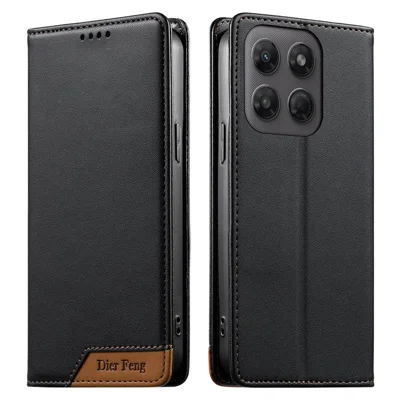 DIERFENG DF-018 dla Motorola Edge 70 Pro 5G Etui portfelowe z blokadą RFID, skórzane etui z kolorowym łączonym narożnikiem logo - Czarny