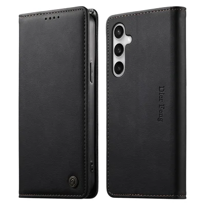 DIERFENG DF-019 til Samsung Galaxy S26 FE Læder Wallet Case Magnetisk Flip Cover med Kortindlæg RFID-blokerende - Sort