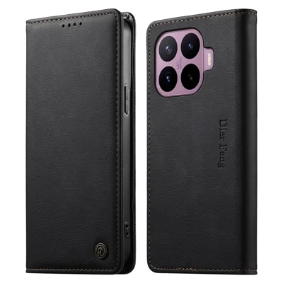 DIERFENG DF-019 til Xiaomi 17T Læder Wallet Case Magnetisk Flip Cover med Kortoplæg RFID-blokerende - Sort