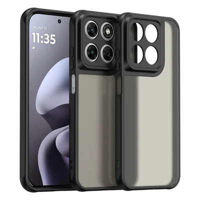 För Motorola Moto G87 5G / G77 5G / G67 5G Mobilskal Slagfast Airbags Dimskimrand Genomsiktig PC + TPU Bakdelskåpa - Svart