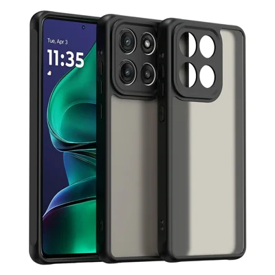 Cover per Motorola Moto G Stylus (2026) 5G / 60 Stylus 5G, Custodia Antiurto con Airbag, Retro in PC + TPU Trasparente Satinato - Nero