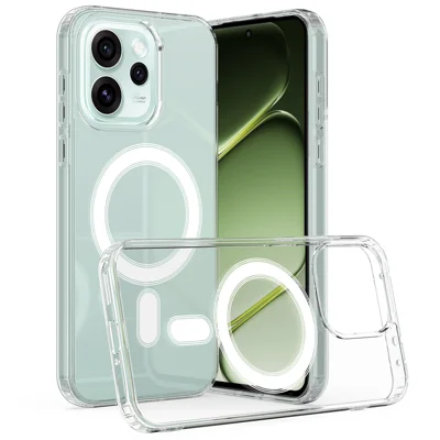  For Oppo Reno15 Pro 5G (China) / Oppo Reno15 Pro Max 5G (Global) Clear Phone Magnetic Case TPU + Acrylic Back Cover - Clear