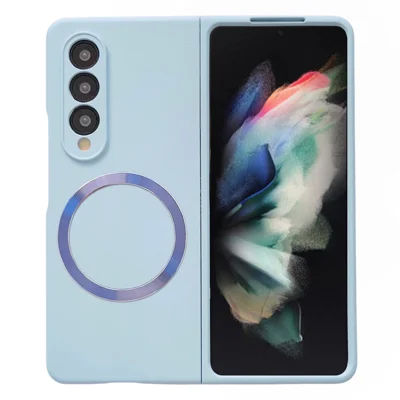 For Samsung Galaxy Z Fold3 5G Shockproof Phone Cover, Magnetic Skin-touch Feeling Hard PC Case Magnetic Case - Baby Blue