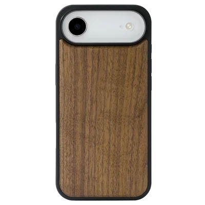 For iPhone Air Magnetic Case Wood + PC + TPU Shockproof Protective Phone Cover - Walnut Wood