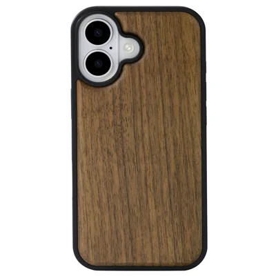 For iPhone 17 Magnetic Case Wood + PC + TPU Shockproof Protective Phone Cover - Walnut Wood