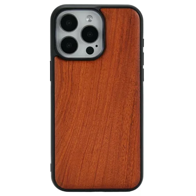 For iPhone 16 Pro Max Magnetic Case Wood + PC + TPU Shockproof Protective Phone Cover - Rosewood