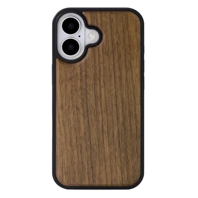 Für iPhone 16 Plus Magnetische Hülle Holz + PC + TPU Stoßfeste Schutzhülle – Walnussholz