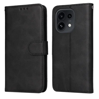 Чехол для Oppo Reno16 5G, бумажник, искусственная кожа, раскладушка - черный