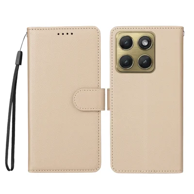 Für Motorola Edge (2026) Hülle RFID-Schutz 3 Kartenfächer PU-Leder Handyhülle mit Handschlaufe - Cremeweiß
