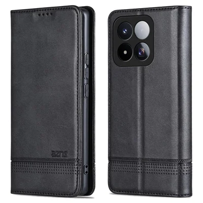 AZNS für Xiaomi 17 Max Case Rindsleder-Optik PU-Leder-Handytasche - Schwarz