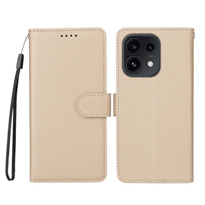 Чехол для Oppo Reno16 5G с блокировкой RFID, 3 кармашка для карт, чехол из искусственной кожи с ремешком на запястье — кремово-белый