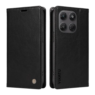  YIKATU pour Motorola Moto G37 5G / Motorola Moto G47 5G / Motorola Moto G37 Power 5G Étui Portefeuille  YK-006 Fermeture Magnétique Housse de Téléphone en Cuir Texture de Litchi - Noir
