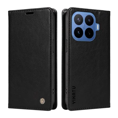 YIKATU pour Xiaomi 17T étui portefeuille YK-006 Fermeture magnétique Couvercle de téléphone en cuir texture de litchi - Noir