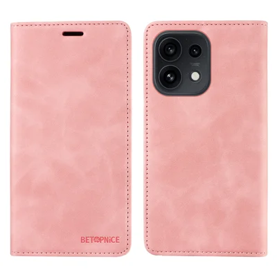 BETOPNICE Magnetic Closure Case For Oppo Reno16 Pro 5G (Global) / Reno16 5G (Global) / Reno16 5G (China) RFID Blocking Wallet Stand Leather Phone Cover - Pink