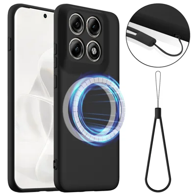 Etui magnetyczne do Motorola Edge 70 Pro 5G, odporno na upadki, z płynnego silikonu z zawieszkiem - Czarny