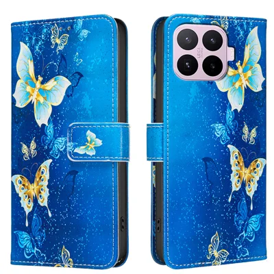  For Xiaomi 17T Case Wallet Stand Pattern Printing Phone Leather Cover - Golden Butterflies