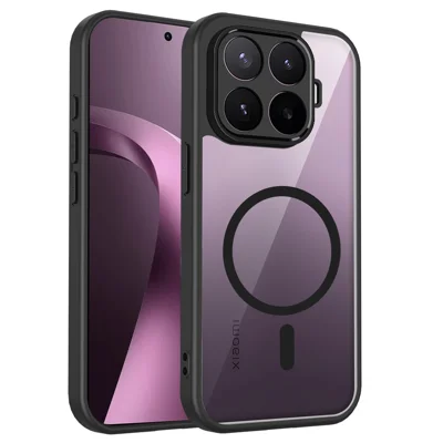 Voor Xiaomi 17T Magnetische Hoes Transparant PC + TPU Schokbestendige Huidvriendelijke Telefoonhoes - Zwart