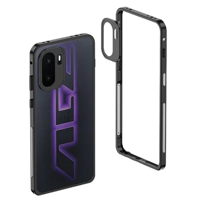 For OnePlus Ace 6 Ultra 5G Bumper Cases Metal Frame Heat Dissipation Cover with Lens Protector - Black