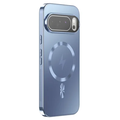 For Google Pixel 10 Pro XL Magnetic Case Full Lens Coverage Electroplated TPU Shockproof Phone Cover - Baby Blue