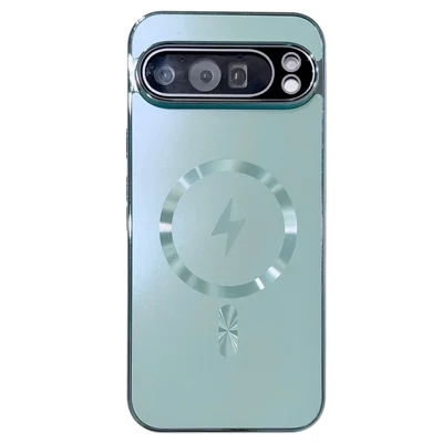 For Google Pixel 9 Pro XL Magnetic Case Full Lens Coverage Electroplated TPU Shockproof Phone Cover - Baby Blue