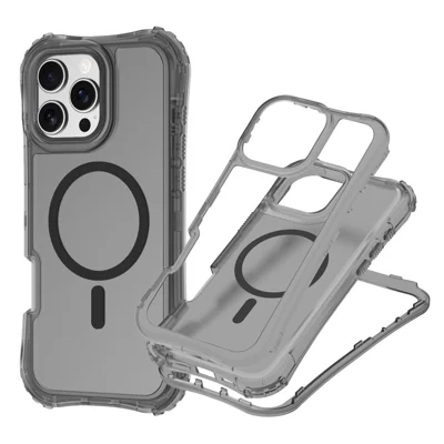 Für iPhone 15 Pro Magnetisches Handyhülle Weichberührung 2-in-1 PC+TPU Stoßfestes Cover Kompatibel mit MagSafe - Schwarz