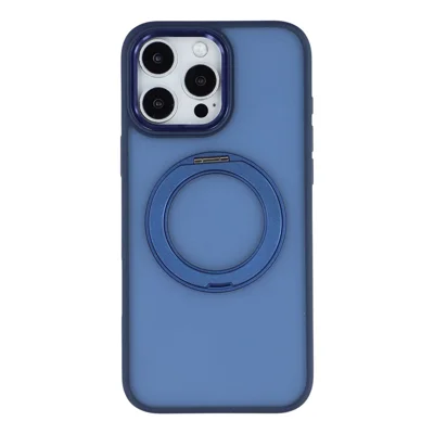 For iPhone 15 Pro Max Case Rotating Kickstand TPU + PC Anti-slip Matte Phone Back Cover - Blue