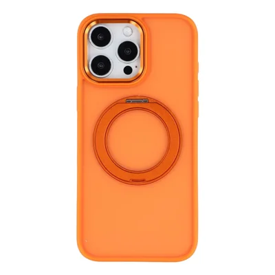 iPhone 15 Pro-hoesje met draaibare standaard TPU + PC Antislip matte telefoonhoes - Oranje