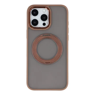 For iPhone 14 Pro Case Rotating Kickstand TPU + PC Anti-slip Matte Phone Back Cover - Gold