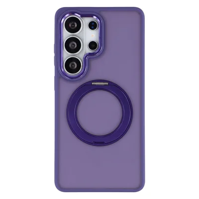 For Samsung Galaxy S26 Ultra Magnetisk Case Matt PC+TPU Anti-rådende Telefonbeskytter med Roterende Støtte - Lilla