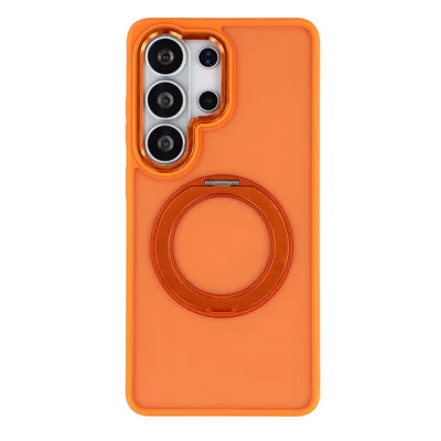 For Samsung Galaxy S24 Ultra Case Rotating Kickstand TPU + PC Anti-slip Matte Phone Back Cover - Orange