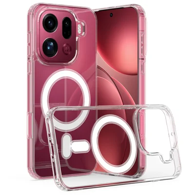 För Oppo Find X9 Pro 5G Clear Phone Magnetisk Hölsta TPU + Akryl Bakplatta - Transparent