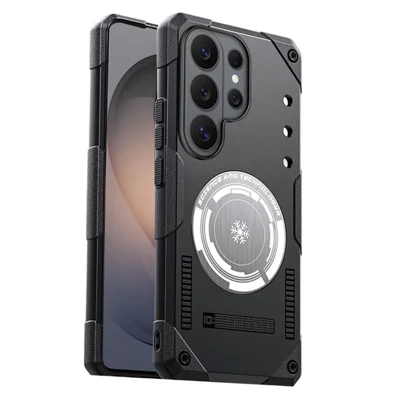 For Samsung Galaxy S26 Ultra Case Graphene Cooling TPU + PC Armor Shockproof Phone Cover - Black
