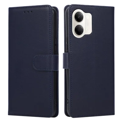 For vivo Y05 4G  /  Y21 5G (2026)  /  Y11d 4G  /  Y11 5G  /  Y60 5G / Y60m 5G Case PU Leather Wallet Stand Phone Cover with Wrist Strap - Blue