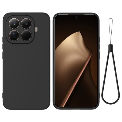Coque en silicone liquide pour Xiaomi 17T Pro avec dragonne - Noir