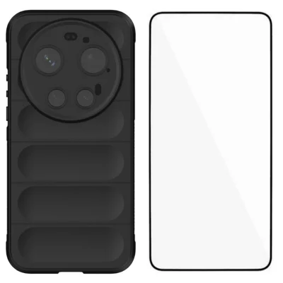 WANLONFENG para Xiaomi 17 Ultra 5G Funda TPU Serie HD Cubierta antideslizante con cristal templado - Negro