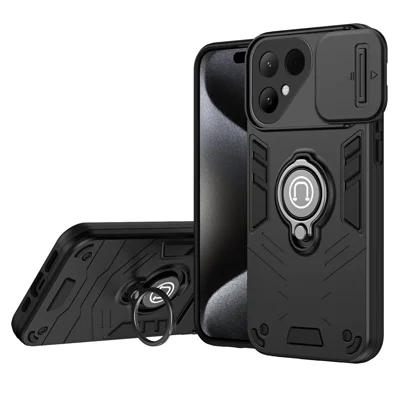 For TECNO Pova Curve 2 5G Case Slide Camshield Kickstand PC + TPU Phone Cover - Black